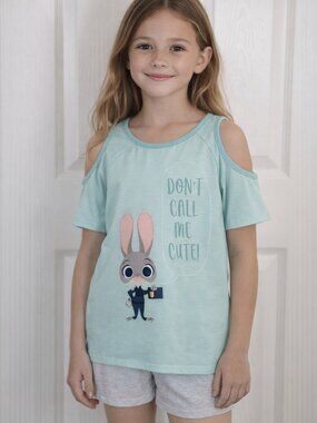 Disney Judy Hopps Girls Pajama Top Cold Shoulder Don’t Call Me Cute Size 9/10